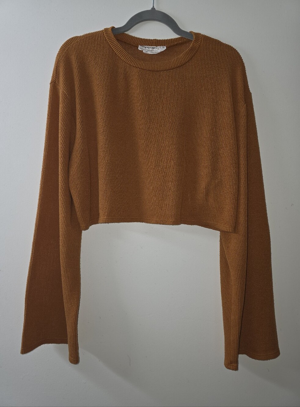Urban Renewal Brown Knit Long Sleeve Crop Top Size L